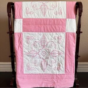 70”x90”  Vintage Hand made, Hand Stitched and Hand Embroidered Cotton Quilt.